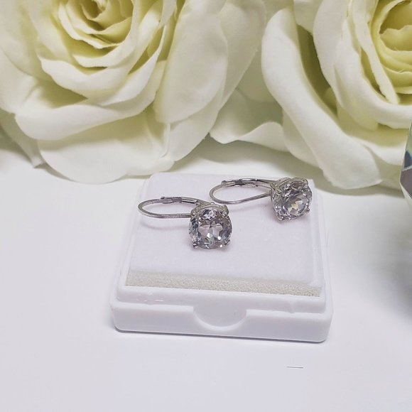 925 SILVER HOOP EARRINGS WITH ZIRCON - Picture 1 of 4